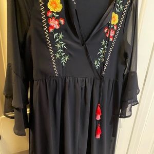 Navy embroidered dress